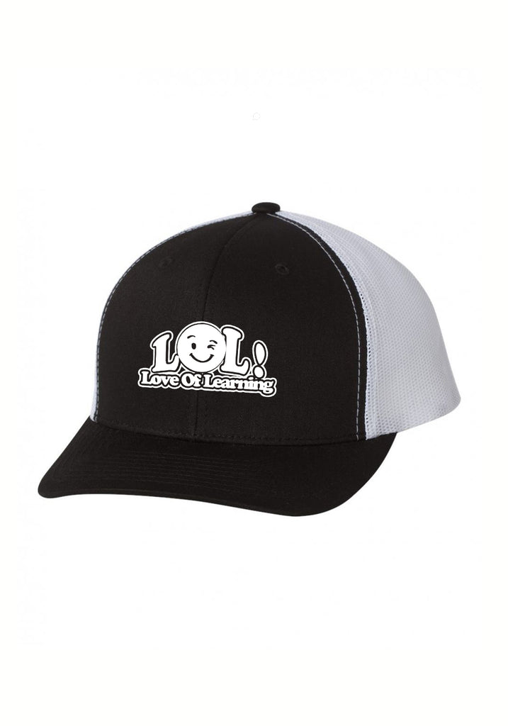 Love Of Learning Institute unisex trucker baseball cap (black and white) - front