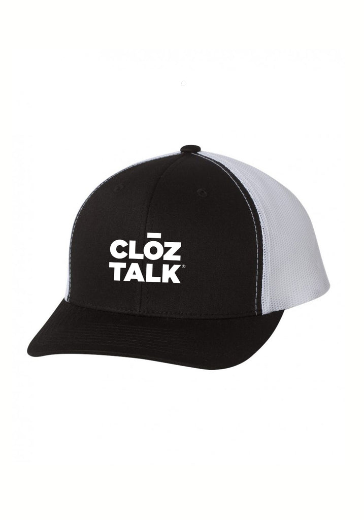 CLOZTALK LOGO unisex trucker baseball cap (black and white) - front