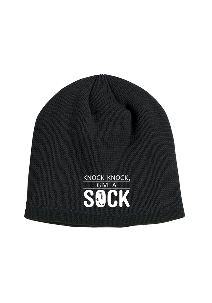 Knock Knock Give A Sock unisex winter hat (black) - front