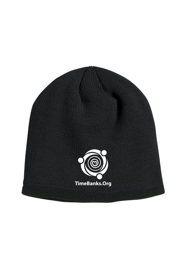 TimeBanks.Org unisex knit beanie (black) - front