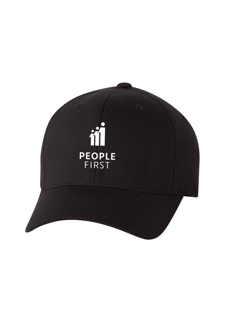People First Economy unisex fitted baseball cap (black) - front