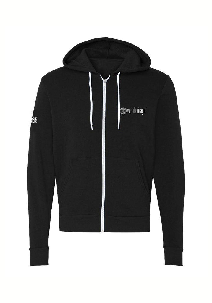 WorldChicago unisex full-zip hoodie (black) - front