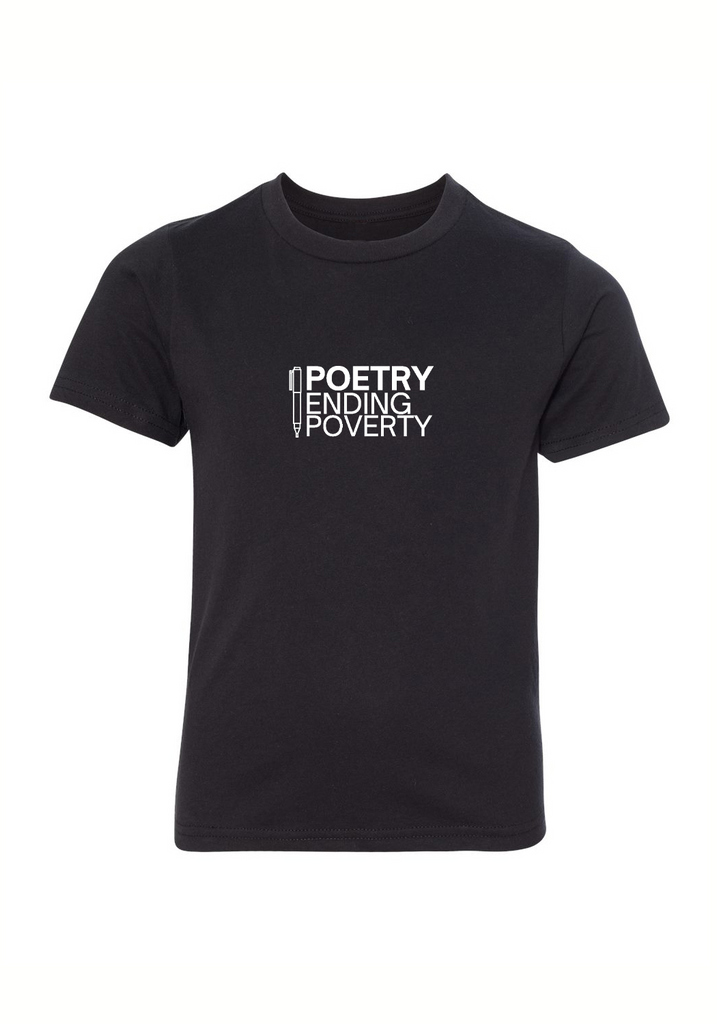 Poetry Ending Poverty kids t-shirt (black) - front