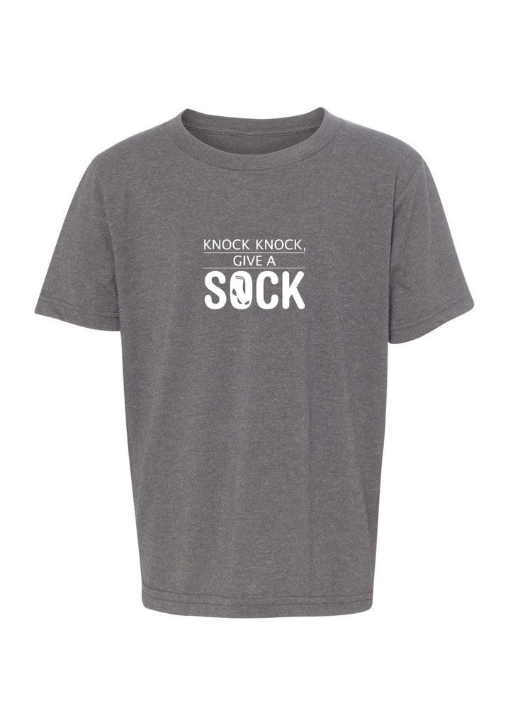 Knock Knock Give A Sock kids t-shirt (gray) - front