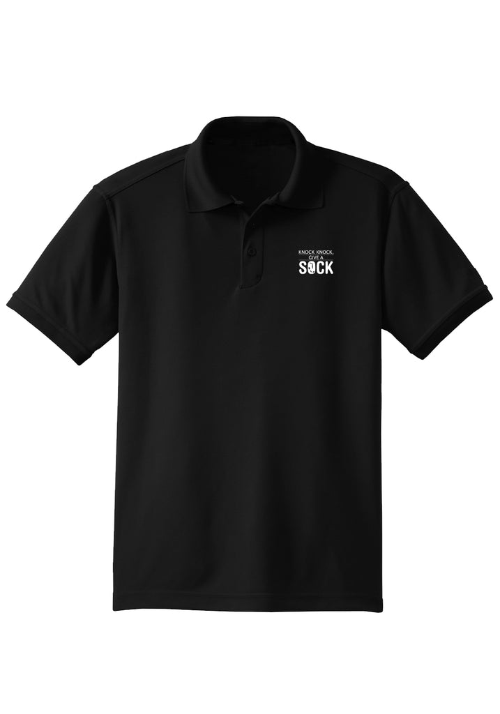 Knock Knock Give A Sock men's polo shirt (black) - front