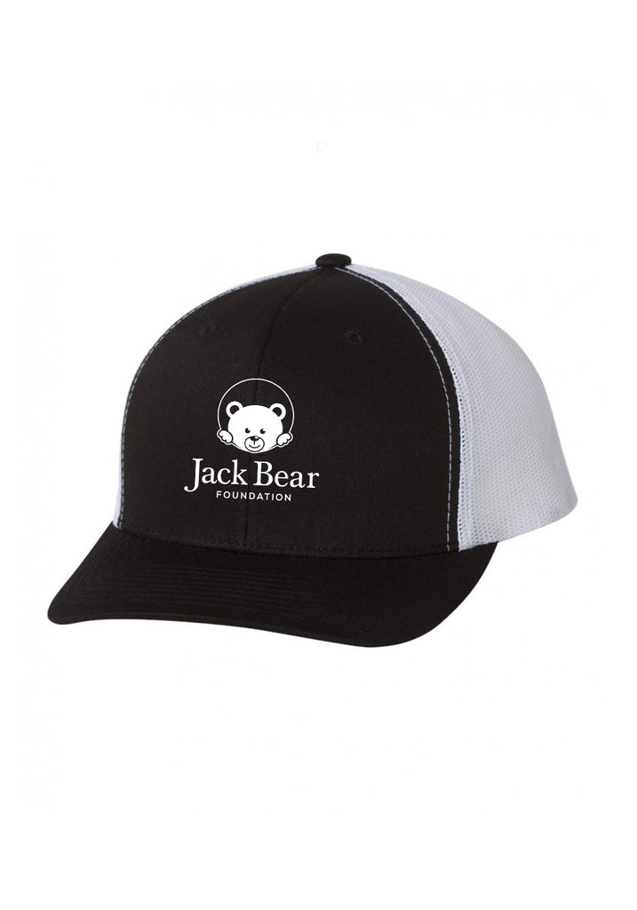 Jack Bear Foundation unisex trucker baseball cap (black and white) - front