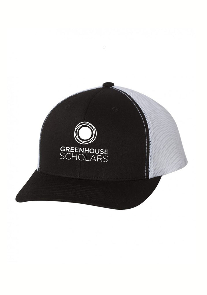 Greenhouse Scholars unisex trucker baseball cap (black and white) - front