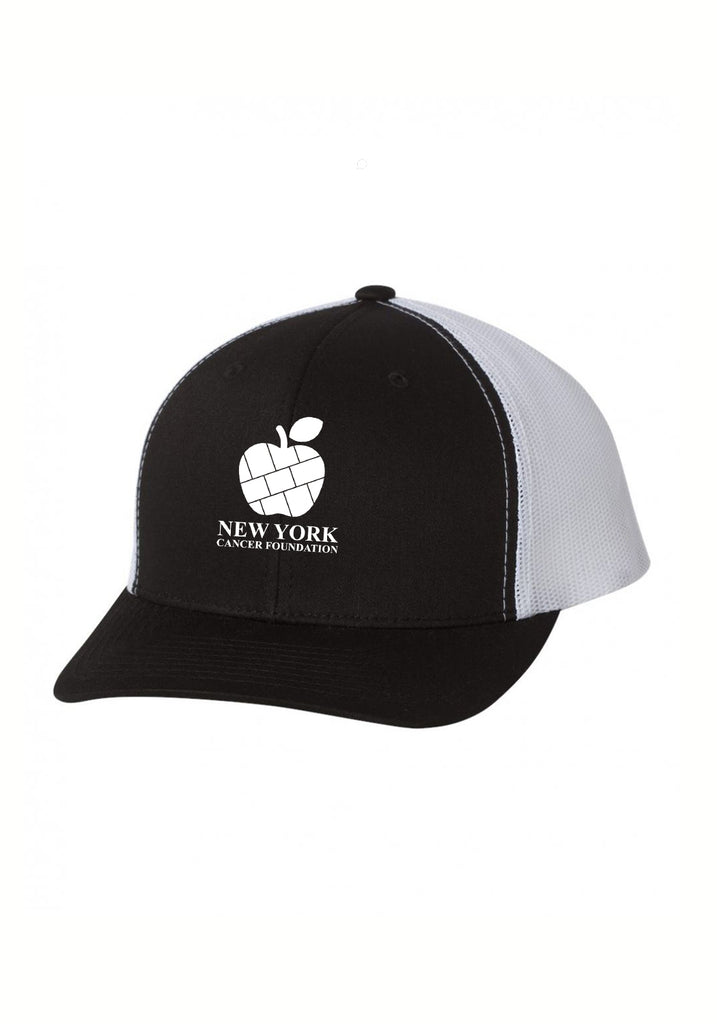 New York Cancer Foundation unisex trucker baseball cap (black and white) - front
