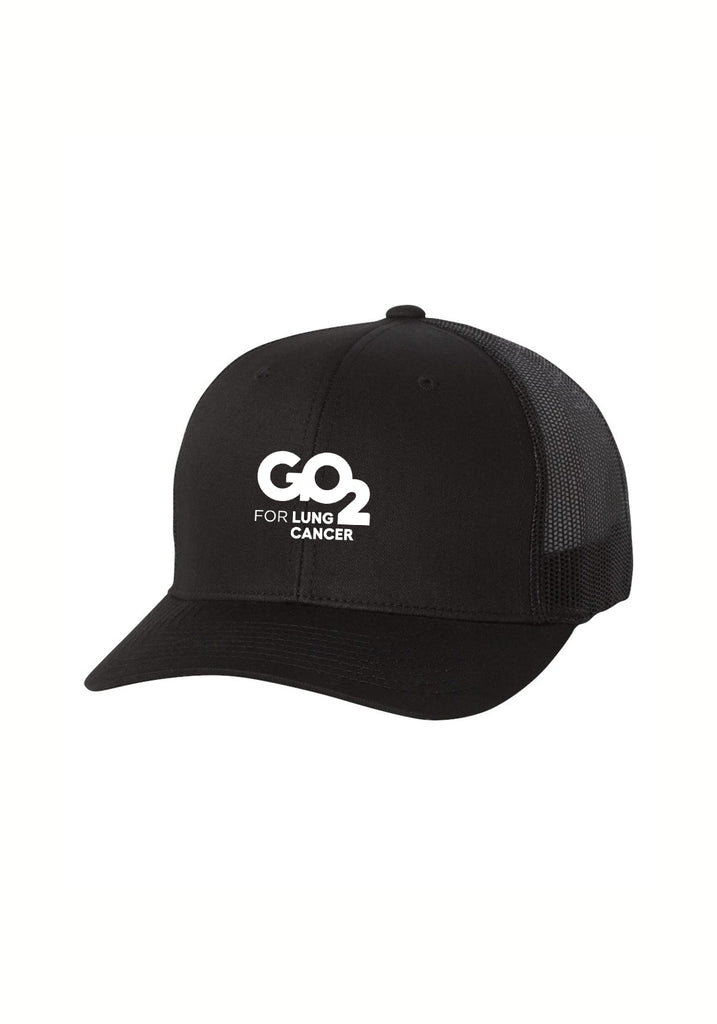 GO2 For Lung Cancer unisex trucker baseball cap (black) - front