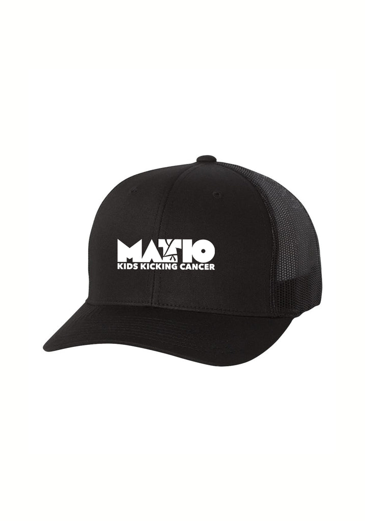 MATIO Kids Kicking Cancer unisex trucker baseball cap (black) - front