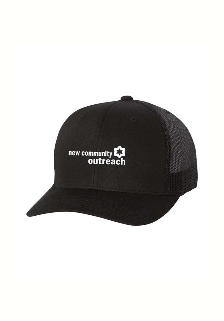 New Community Outreach unisex trucker baseball cap (black) - front