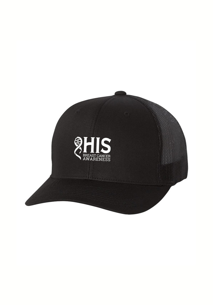 HIS Breast Cancer Awareness unisex trucker baseball cap (black) - front