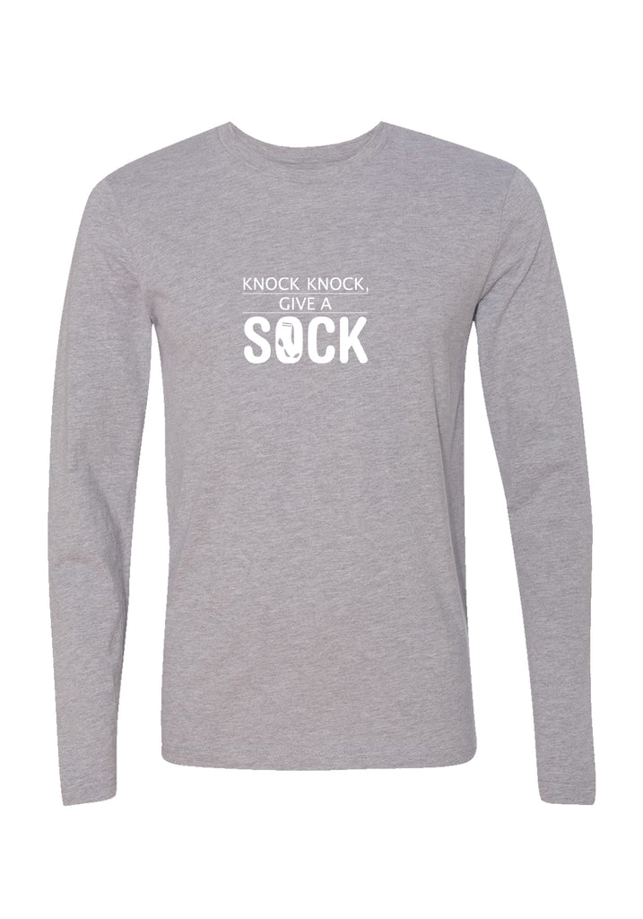 Knock Knock Give A Sock unisex long-sleeve t-shirt (gray) - front