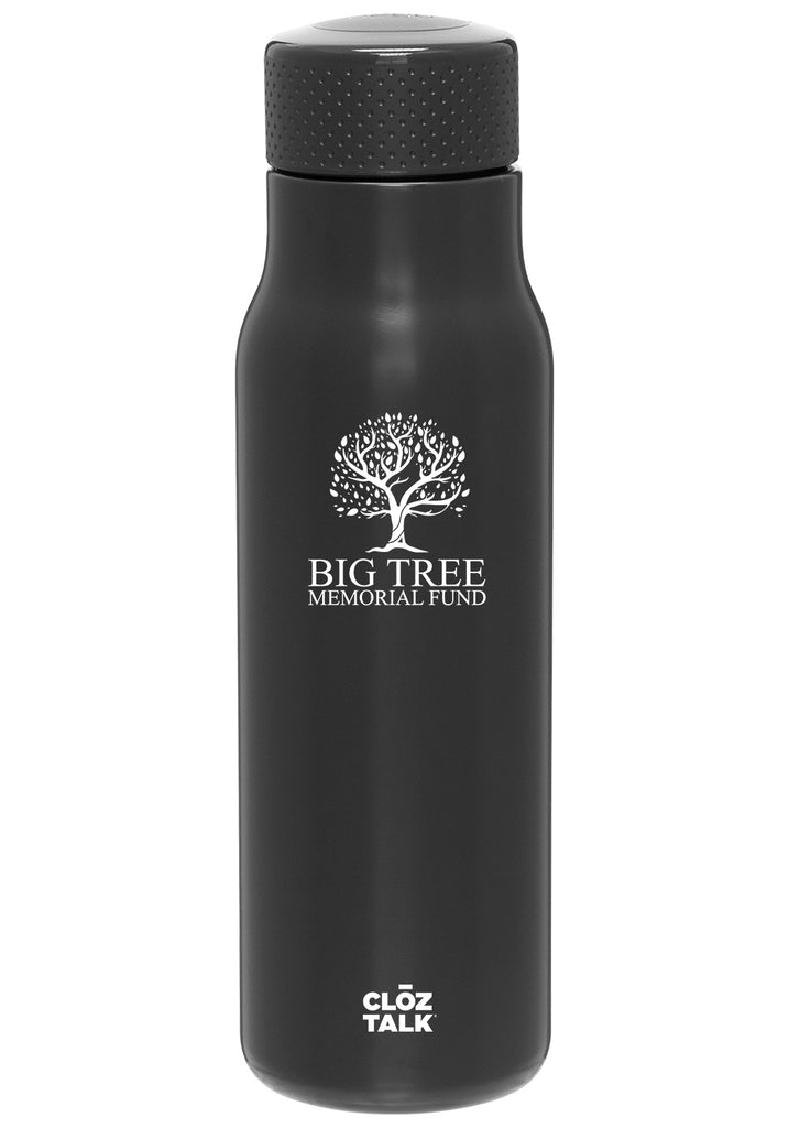 Big Tree Memorial Fund water bottle (black) - front