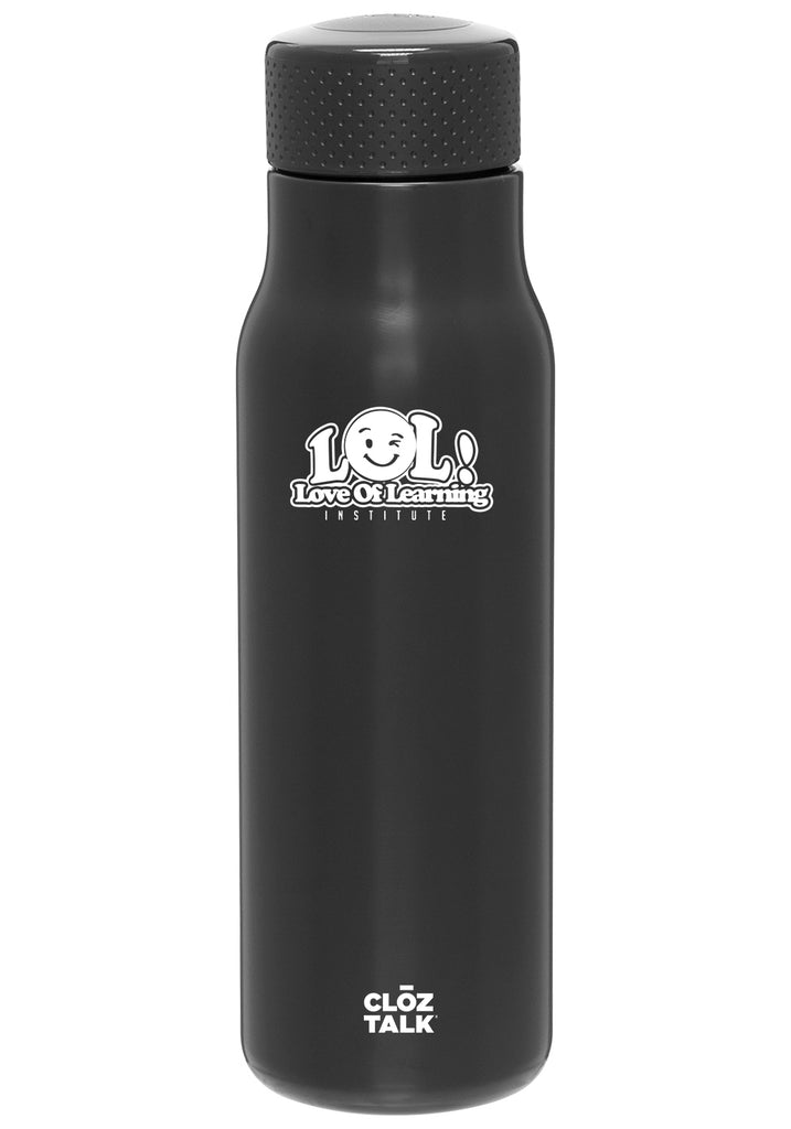 Love Of Learning Institute water bottle (black) - front