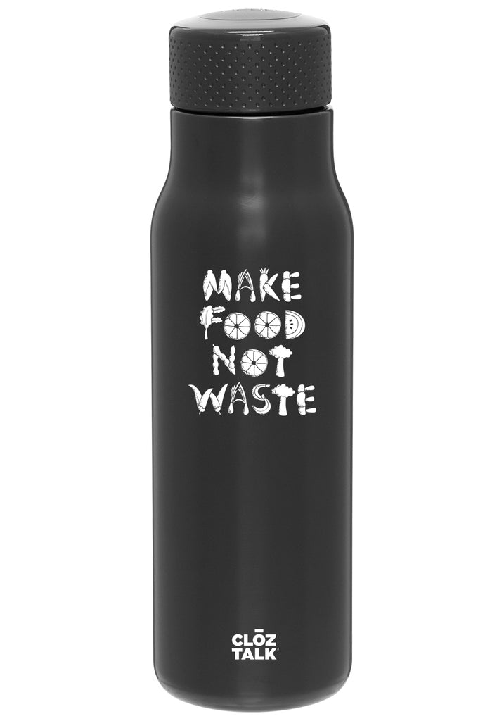 Make Food Not Waste water bottle (black) - front