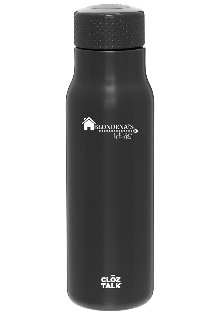 Blondena's HEIRS water bottle (black) - front