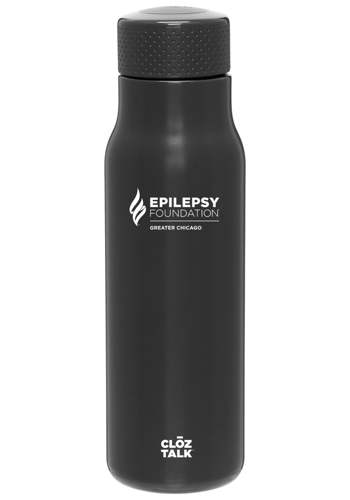 Epilepsy Foundation of Greater Chicago water bottle (black) - front