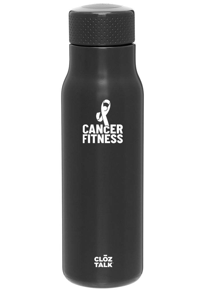 Cancer Fitness Foundation water bottle (black) - front