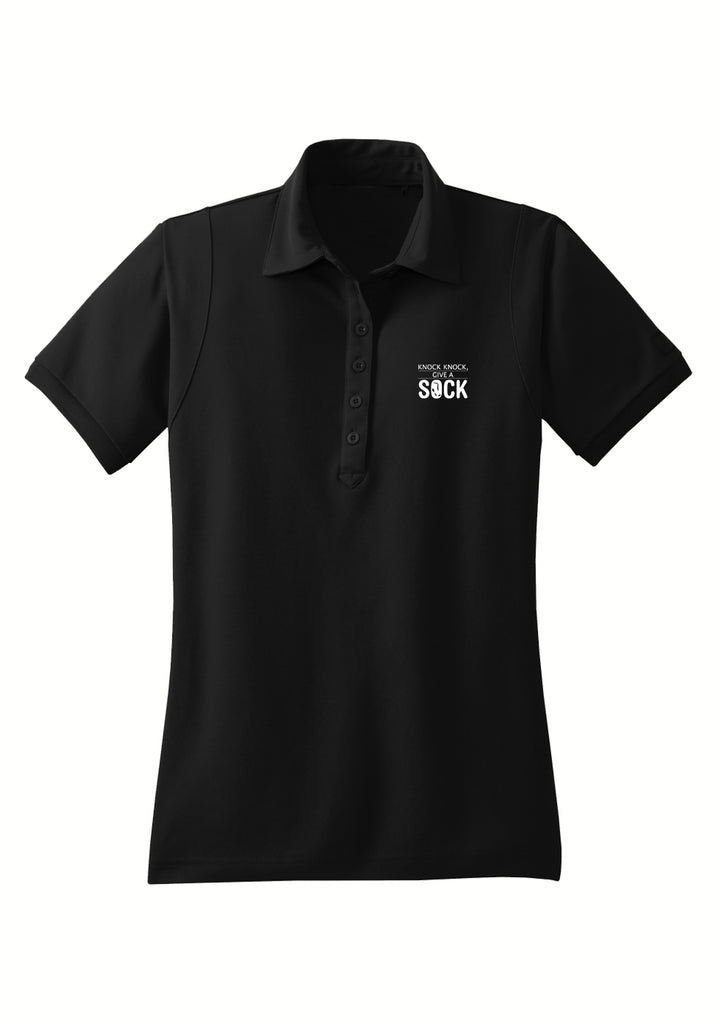 Knock Knock Give A Sock women's polo shirt (black) - front