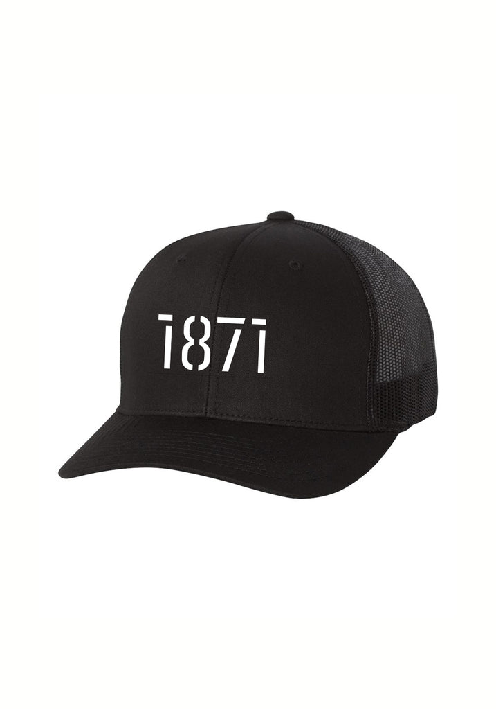 1871 unisex trucker baseball cap (black) - front