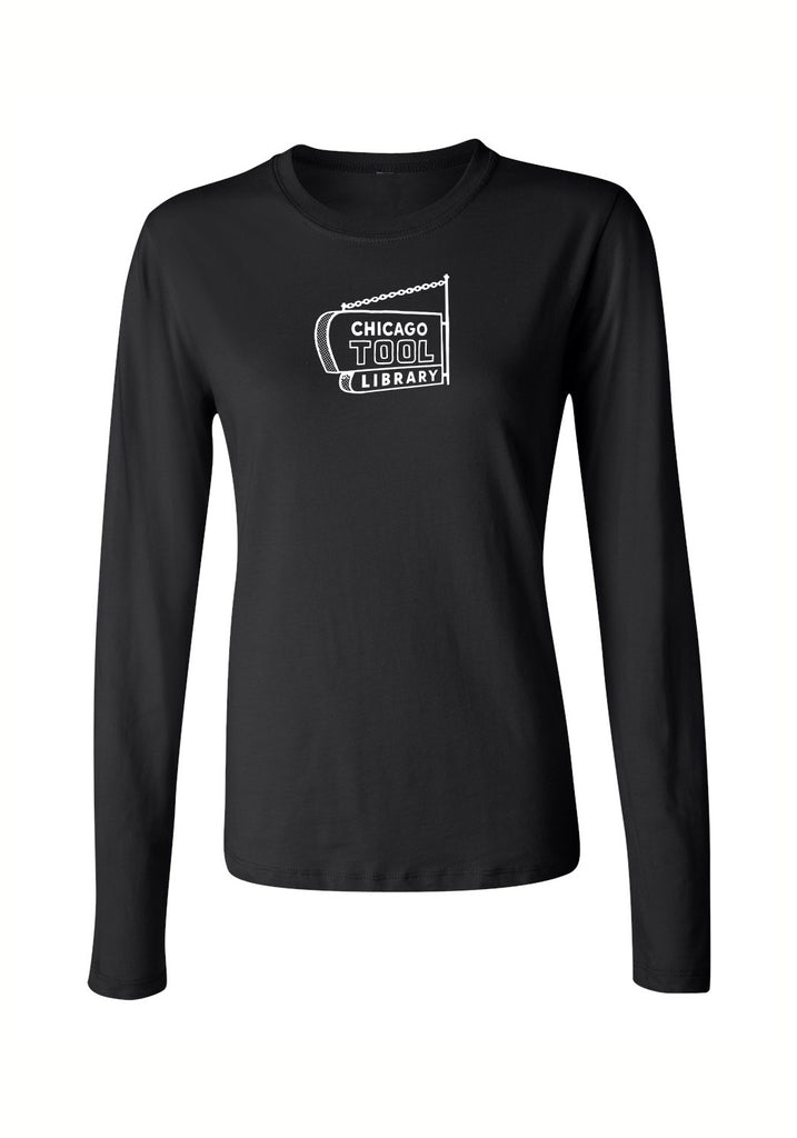 Chicago Tool Library women's long-sleeve t-shirt (black) - front