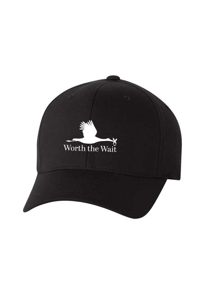 Worth The Wait unisex fitted baseball cap (black) - front