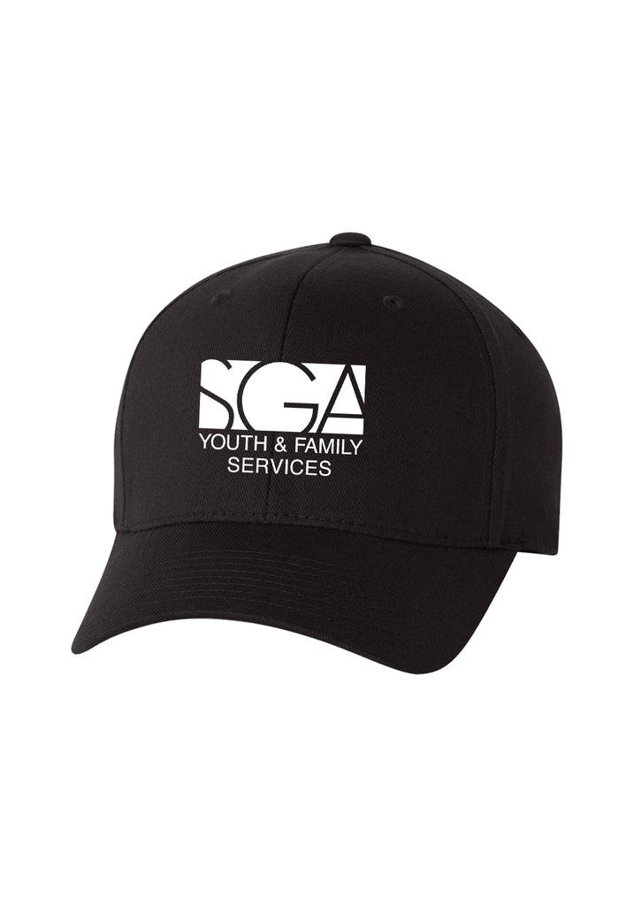 SGA Youth & Family Services unisex fitted baseball cap (black) - front