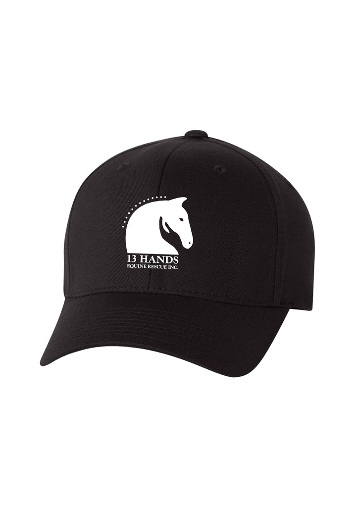 13 Hands Equine Rescue unisex fitted baseball cap (black) - front 
