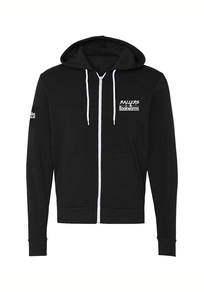 Ballers & Bookworms unisex full-zip hoodie (black) - front