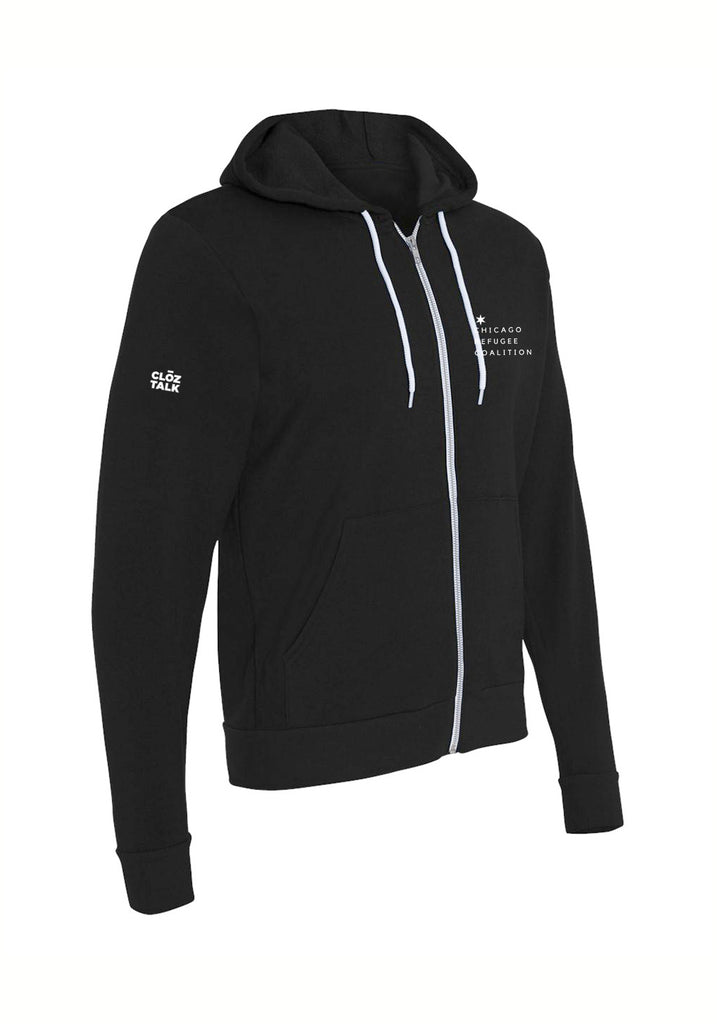 Chicago Refugee Coalition unisex full-zip hoodie (black) - side