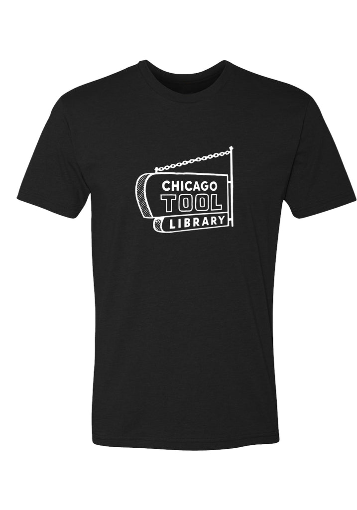 Chicago Tool Library men's t-shirt (black) - front