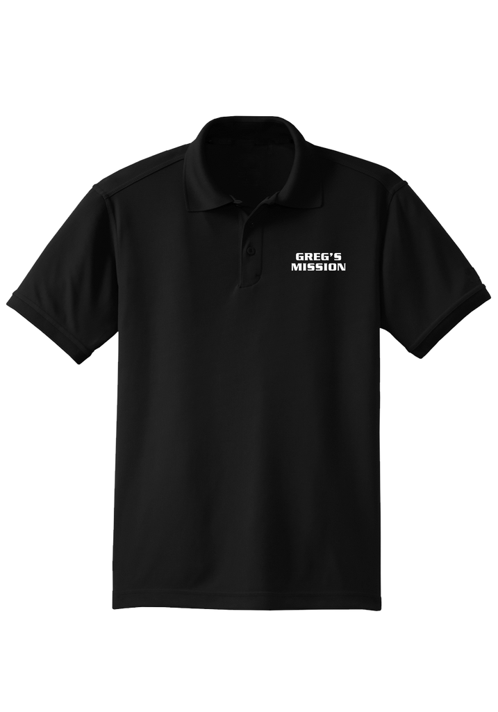 Greg's Mission men's polo shirt (black) - front