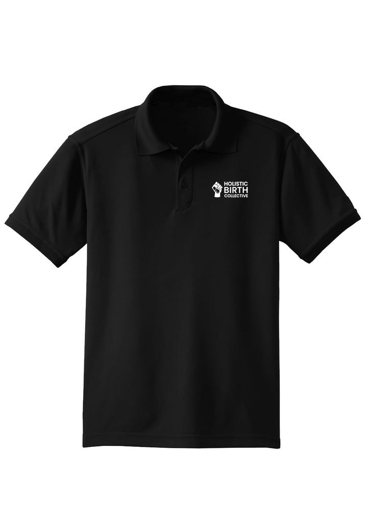 Holistic Birth Collective men's polo shirt (black) - front
