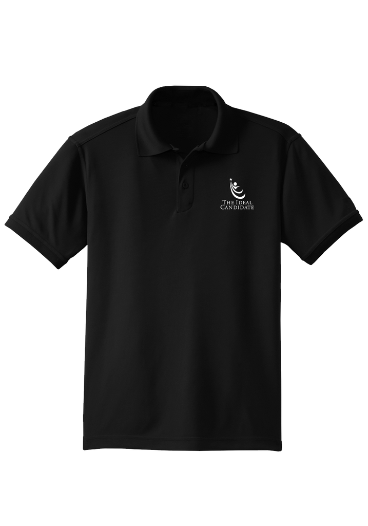The Ideal Candidate men's polo shirt (black) - front