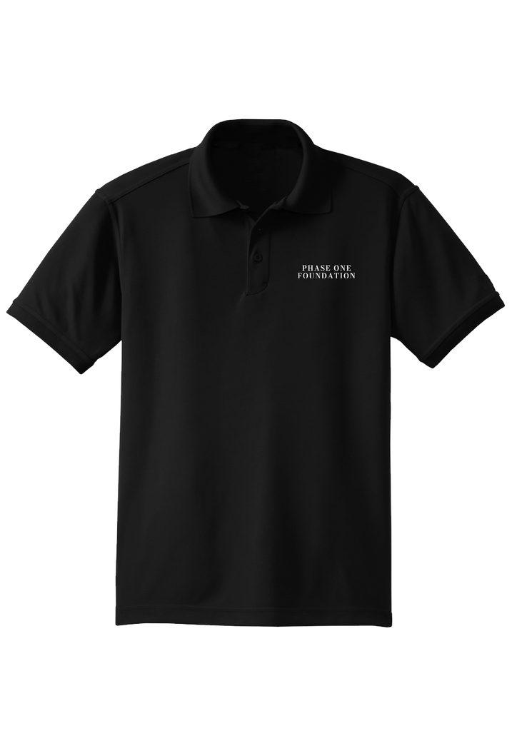 Phase One Foundation men's polo shirt (black) - front