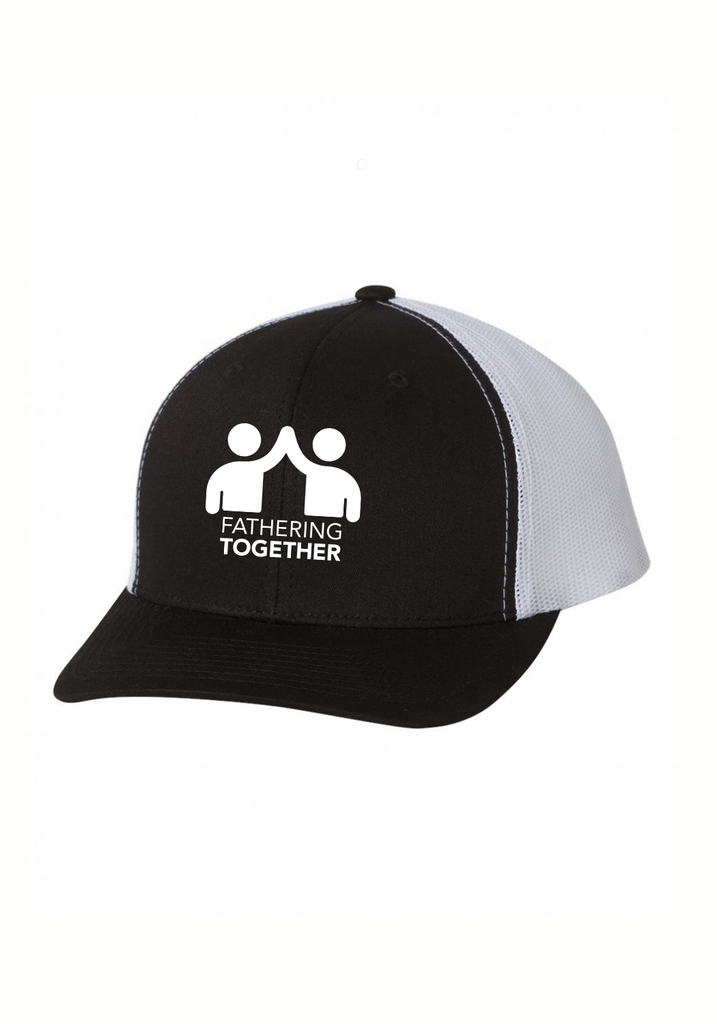 Fathering Together unisex trucker baseball cap (black and white) - front