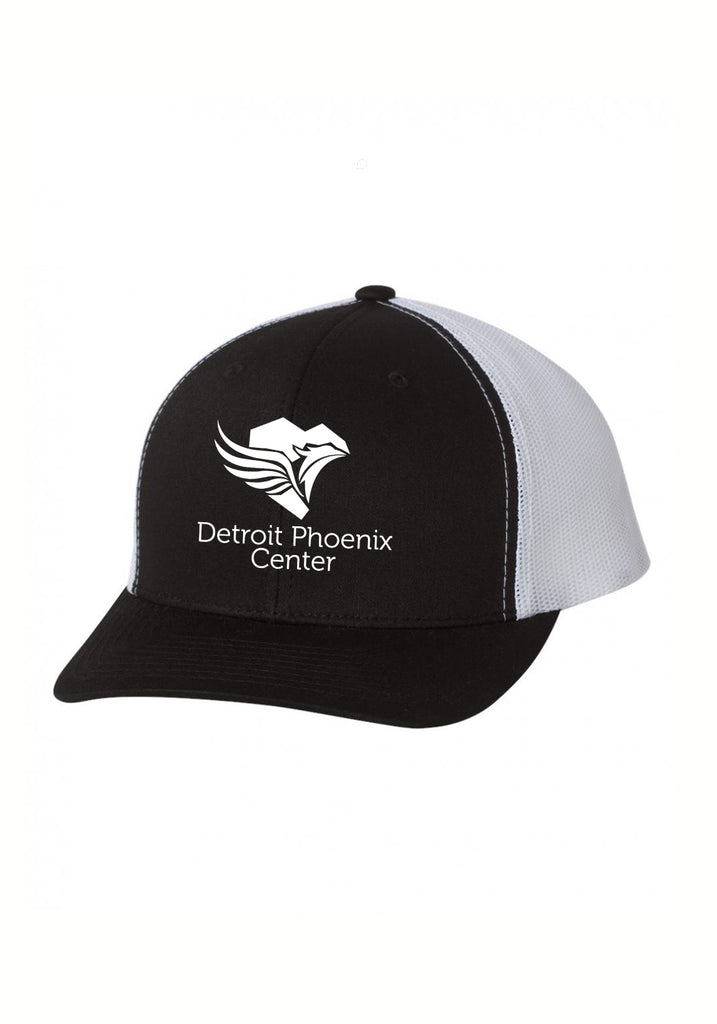 Detroit Phoenix Center unisex trucker baseball cap (black and white) - front