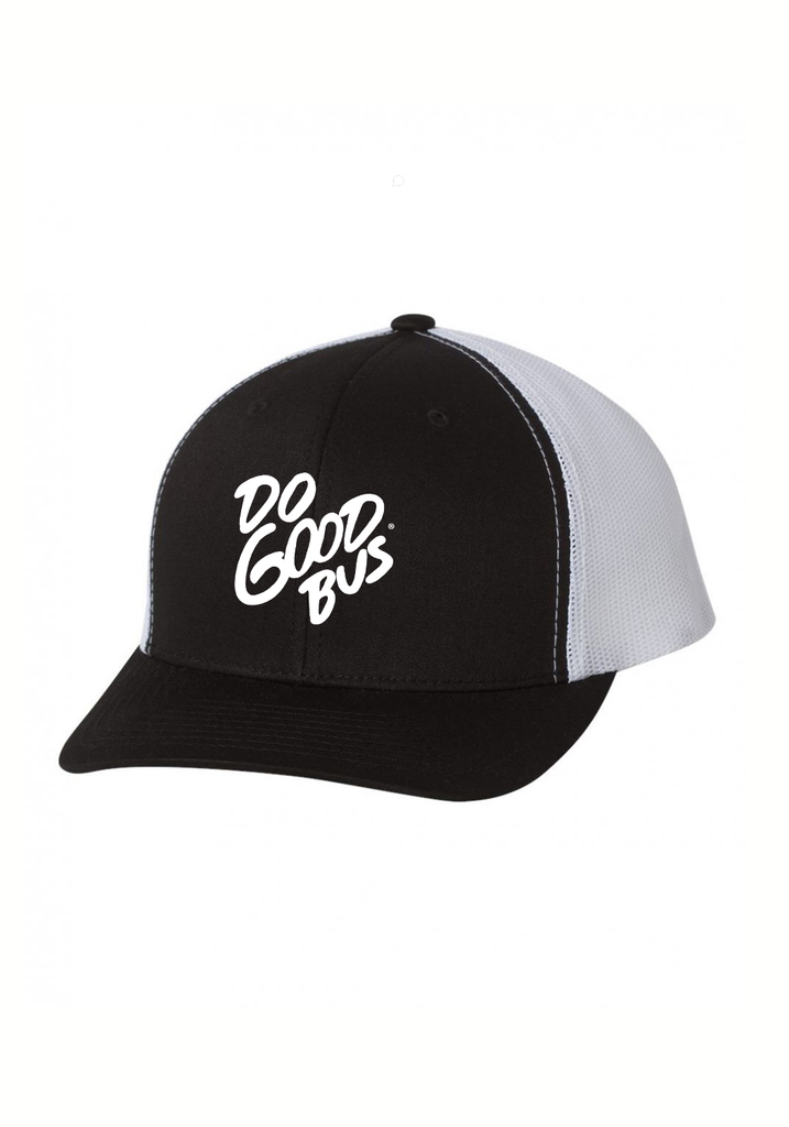 Do Good Bus unisex trucker baseball cap (black and white) - front