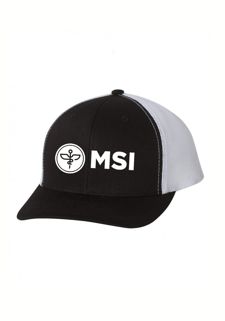 Mobile Surgery International unisex trucker baseball cap (black and white) - front