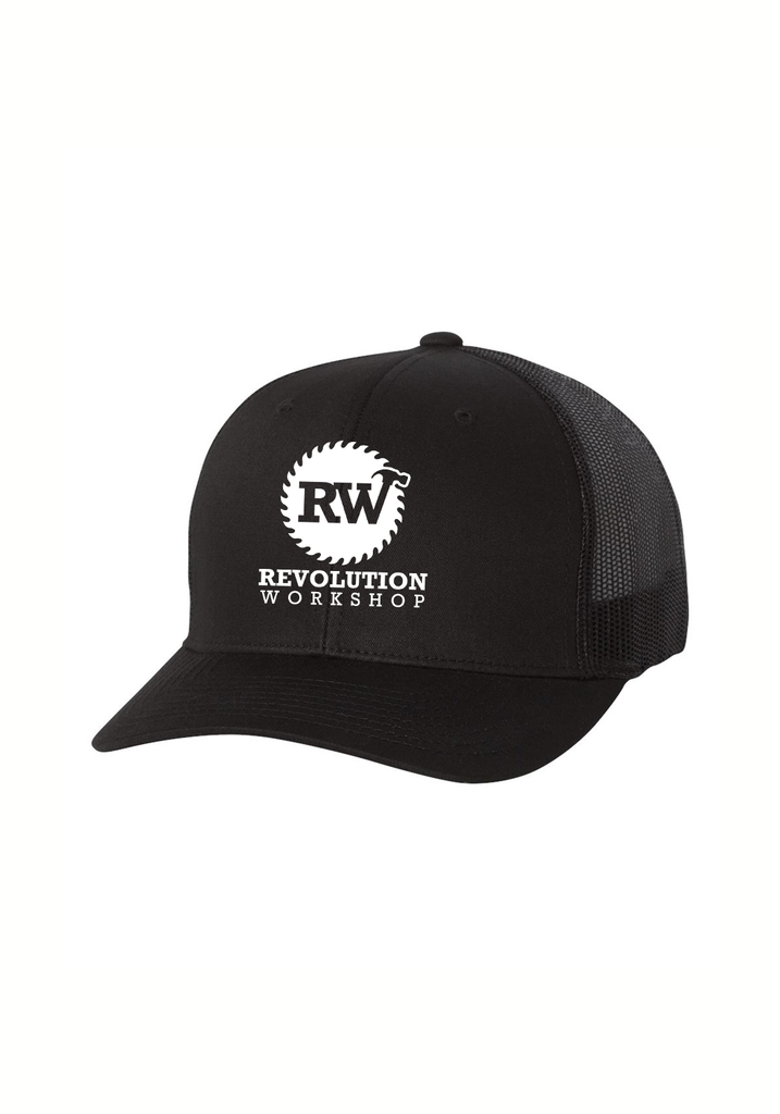 Revolution Workshop unisex trucker baseball cap (black) - front