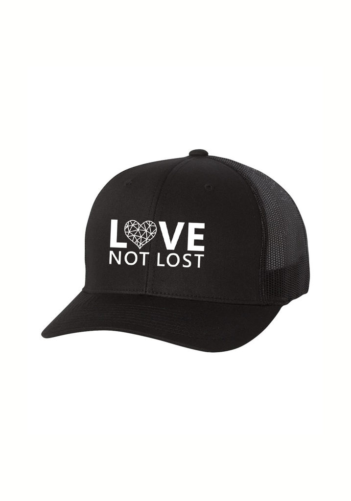 Love Not Lost unisex trucker baseball cap (black) - front
