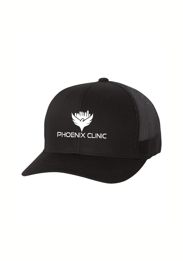 Phoenix Clinic unisex trucker baseball cap (black) - front