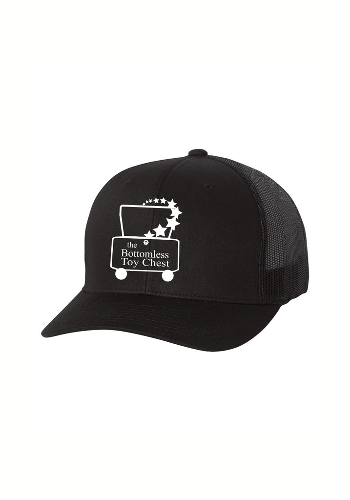 The Bottomless Toy Chest unisex trucker baseball cap (black) - front