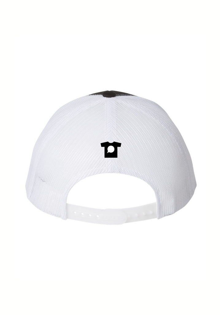 Breakthrough unisex trucker baseball cap (black and white) - back