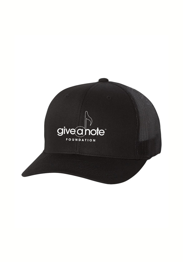 Give A Note Foundation unisex trucker baseball cap (black) - front