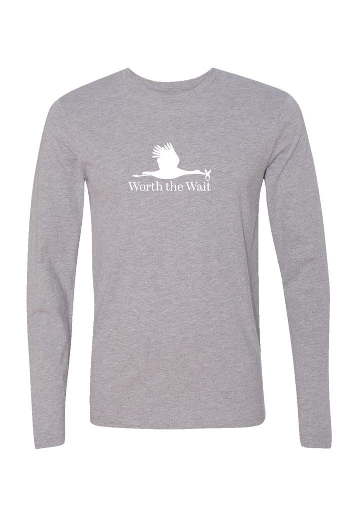 Worth The Wait unisex long-sleeve t-shirt (gray) - front