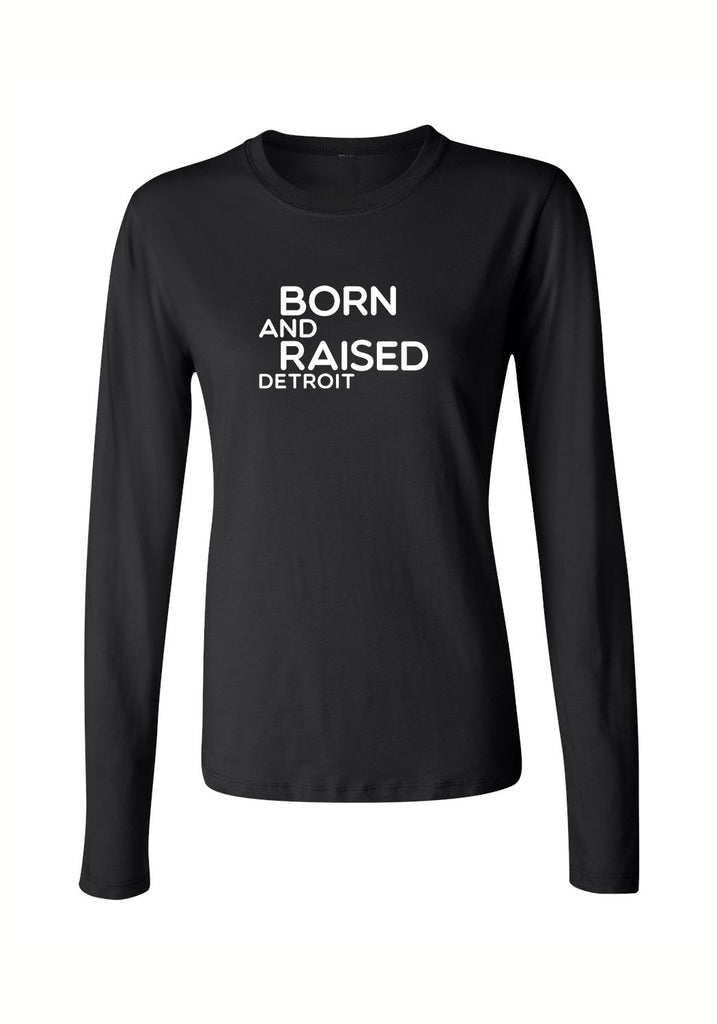 Born And Raised Detroit women's long-sleeve t-shirt (black) - front