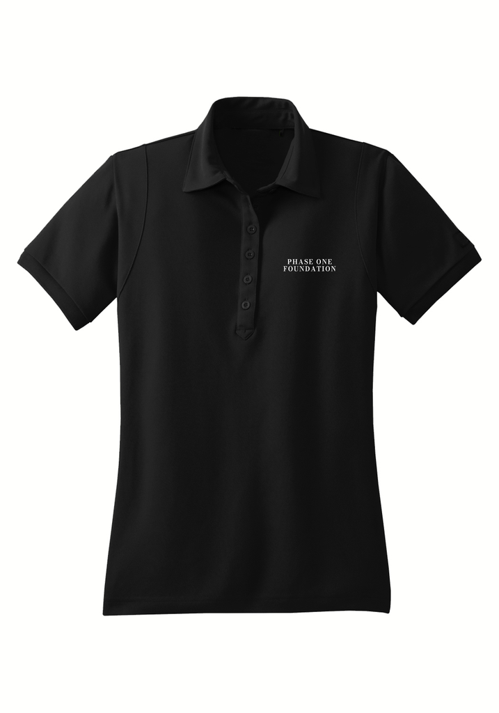 Phase One Foundation women's polo shirt (black) - front